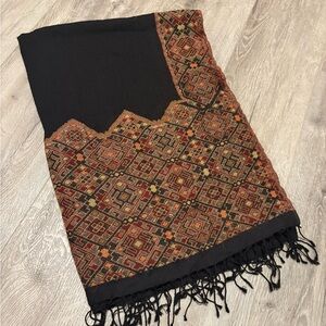 Black and Brown Geometric Patterned Scarf